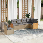 Loungeset 6-delig poly rattan beige