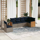6-piece garden sofa set with cushions, gray poly rattan