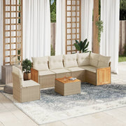 Loungeset 7-delig poly rattan beige
