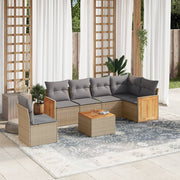 Loungeset 7-delig poly rattan beige