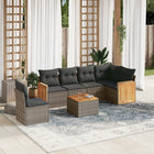 7-Delige Loungeset Met Kussens Poly Rattan Grijs