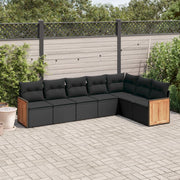 Loungeset 7-delig poly rattan zwart