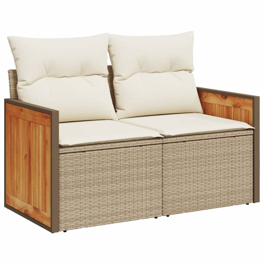 7-Delige Loungeset Met Kussens Poly Rattan Beige