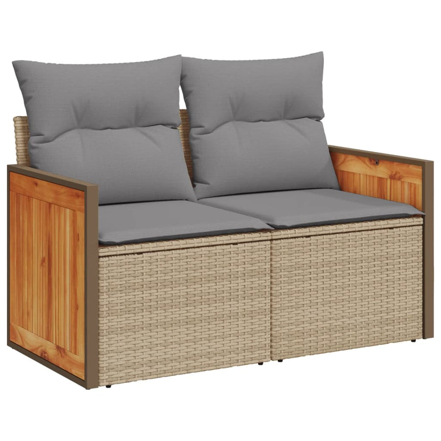 7-Delige Loungeset Met Kussens Poly Rattan Beige