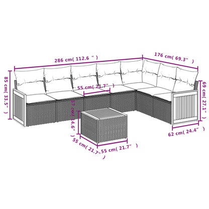 8-Delige Loungeset Met Kussens Poly Rattan Zwart