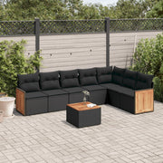 Loungeset 8-delig poly rattan zwart
