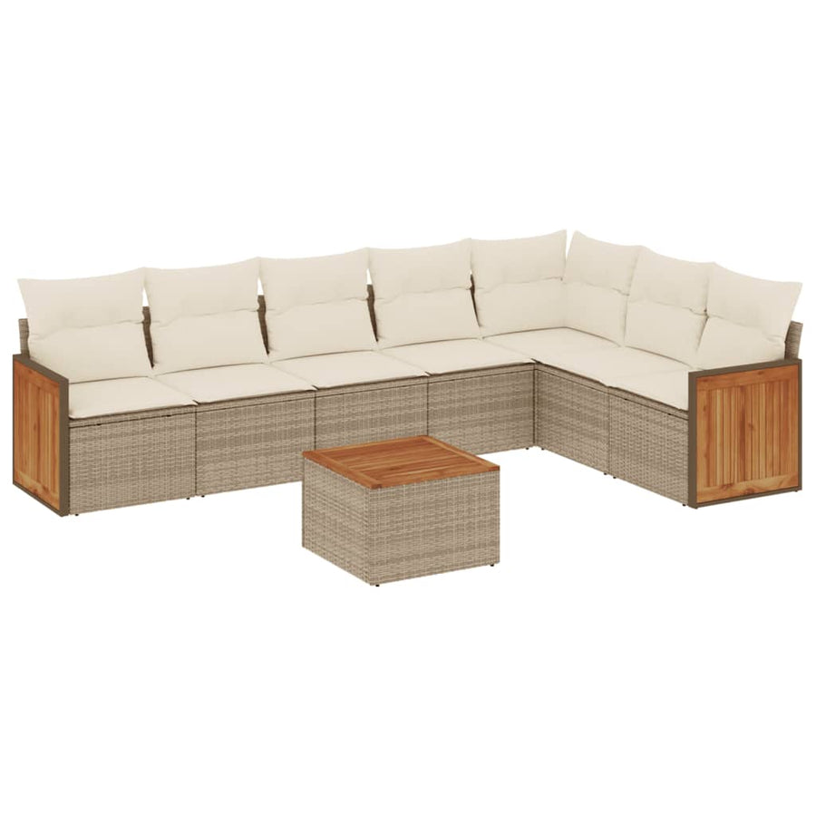 8-Delige Loungeset Met Kussens Poly Rattan Beige