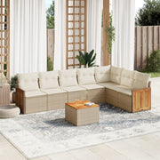 Loungeset 8-delig poly rattan beige