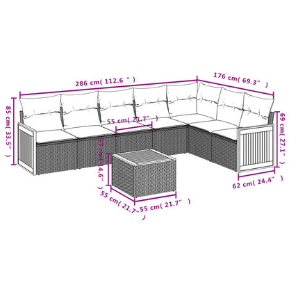 8-Delige Loungeset Met Kussens Poly Rattan Grijs