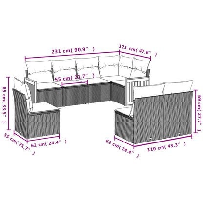 8-Delige Loungeset Met Kussens Poly Rattan Zwart