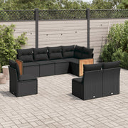 Loungeset 8-delig poly rattan zwart