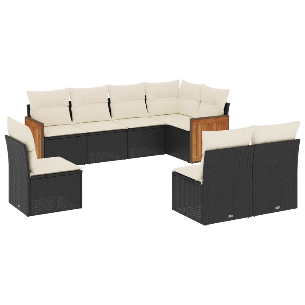 8-Delige Loungeset Met Kussens Poly Rattan Zwart