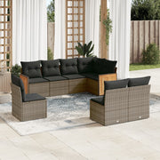 Loungeset 8-delig poly rattan grijs