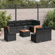 Loungeset 9-delig poly rattan zwart