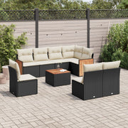 Loungeset 9-delig poly rattan zwart