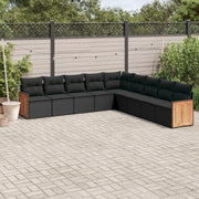 Loungeset 9-delig poly rattan zwart