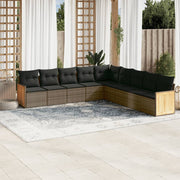 Loungeset 9-delig poly rattan grijs