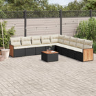 10-Delige Loungeset Met Kussens Poly Rattan Zwart