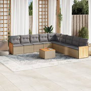 Loungeset 10-delig poly rattan beige