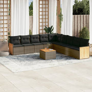 Loungeset 10-delig poly rattan grijs