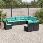 10-piece garden lounge set with cushions black poly rattan