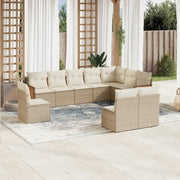 Loungeset 10-delig poly rattan beige