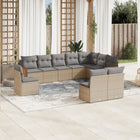 10-Delige Loungeset Met Kussens Poly Rattan Beige