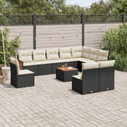 Loungeset 11-delig poly rattan zwart