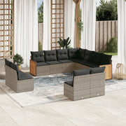 Loungeset 11-delig poly rattan grijs