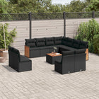 12-piece lounge set with cushions poly rattan black