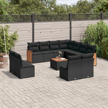 12-Delige Loungeset Met Kussens Poly Rattan Zwart