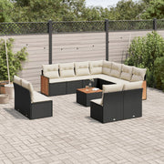 Loungeset 12-delig poly rattan zwart