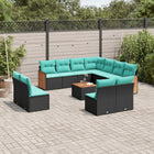 12-piece garden lounge set with cushions black poly rattan