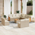 12-piece lounge set with cushions poly rattan beige