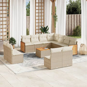 Loungeset 12-delig poly rattan beige