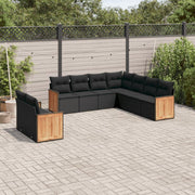 Loungeset 9-delig poly rattan zwart