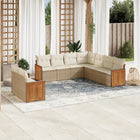 9-Delige Loungeset Met Kussens Poly Rattan Beige