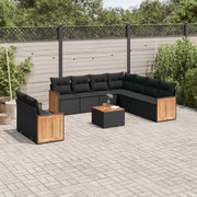 Loungeset 10-delig poly rattan zwart