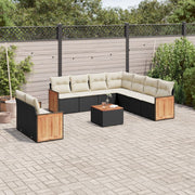 Loungeset 10-delig poly rattan zwart