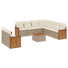 10-Delige Loungeset Met Kussens Poly Rattan Beige