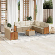 Loungeset 10-delig poly rattan beige