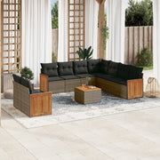 Loungeset 10-delig poly rattan grijs
