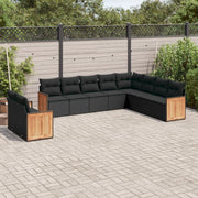 Loungeset 10-delig poly rattan zwart