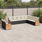 10-Delige Loungeset Met Kussens Poly Rattan Zwart