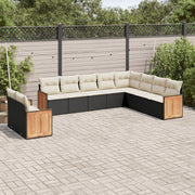 Loungeset poly rattan 10-delig zwart