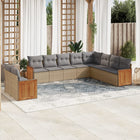 10-Delige Loungeset Met Kussens Poly Rattan Beige