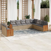 Loungeset 10-delig poly rattan beige