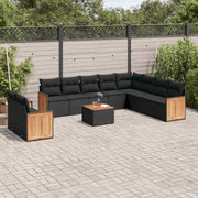 Loungeset 11-delig poly rattan zwart