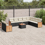 Loungeset 11-delig poly rattan zwart