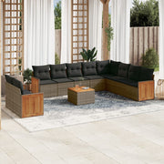 Loungeset 11-delig poly rattan grijs